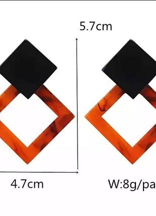 Серьги акриловые геометрия черные серьги