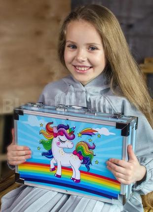 Набір для малювання та творчості дитячий у валізі єдиноріг 145 предметів4 фото