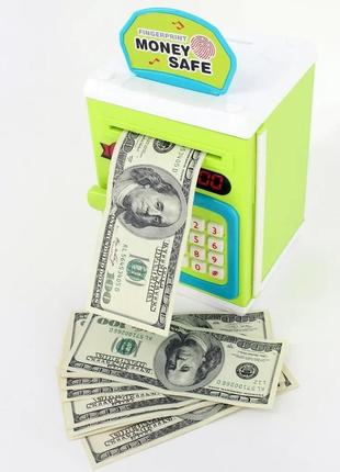 Скарбничка сейф банкомат з купюропріємником і відбитком пальця6 фото
