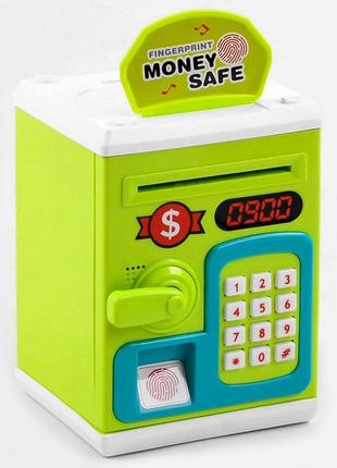 Копилка сейф банкомат с купюроприемником и отпечатком пальца