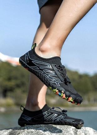 Черные аквашузы коралки кроссовки обувь для спорта пляжа скал кораллов9 фото