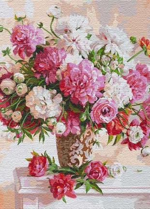 Картина по номерам вдохновляясь пионами кно13117 - 50х50см