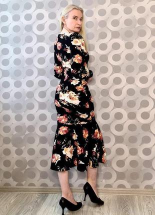 Невероятное волшебное стильное облегающее платье сукня русалка рыбка силуэтное ретро винтаж стиль цветы цветочный принт4 фото