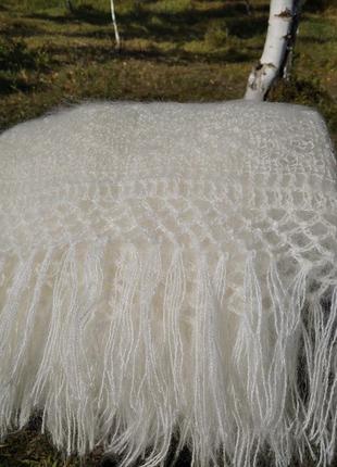 Вязаний шерстяний шаль з козячого пуху ручної роботи9 фото