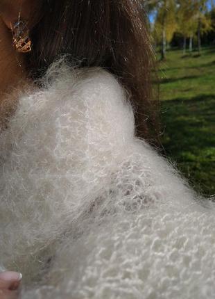 Вязаний шерстяний шаль з козячого пуху ручної роботи6 фото