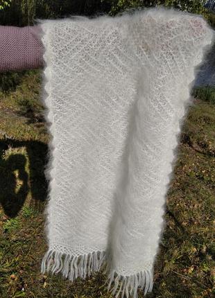 Вязаний шерстяний шаль з козячого пуху ручної роботи8 фото