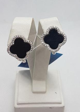 Сережки срібні з кубічним цирконієм1 фото