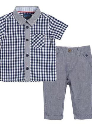 Комплект для хлопчика, вузькі штани,сорочка в клітку, 74р.