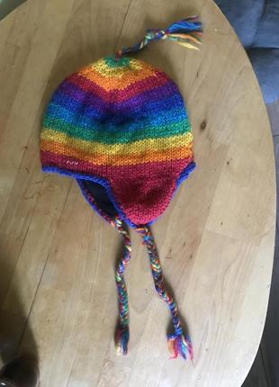 Шапка в’язана вовняна 46-56 см максимально.