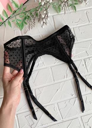 Чорний пояс для панчіх victoria's secret luxe lingerie оригінал, поясок вікторія сікрет