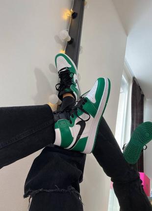 Кроссовки кожаные jordan  1 retro green❤️