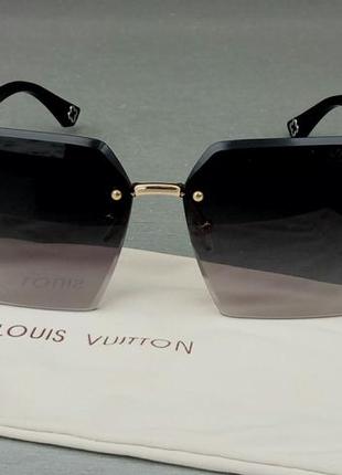 Очки в стиле louis vuitton стильные женские солнцезащитные очки безоправные черные с градиентом2 фото
