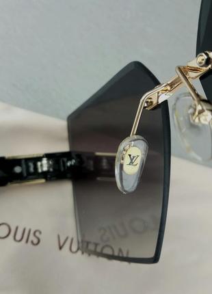 Очки в стиле louis vuitton стильные женские солнцезащитные очки безоправные черные с градиентом8 фото