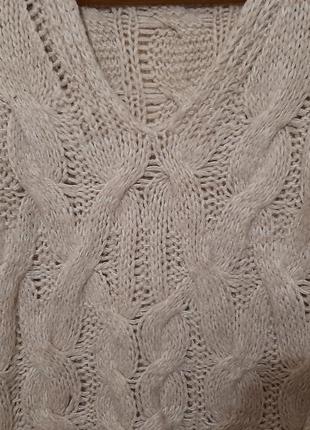 Укороченый свитер крупной вязки косами moon line.xs.s..2 фото