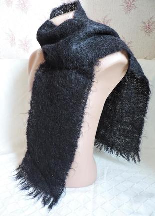 Длинный шерстяной мужской шарф (унисекс). очень теплый и тонкий!