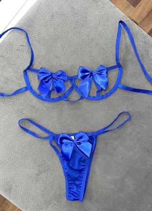 Комплект бантики синий нижнего белья банты1 фото