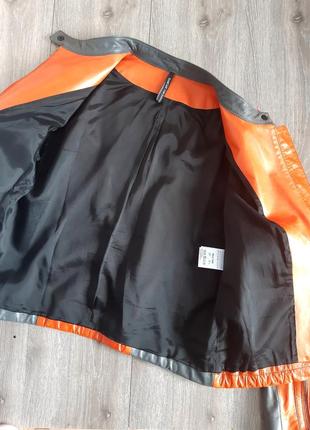 Куртка,пиджак кожа 100% оранжевая,отделка серая/белая/чёрная,46 р4 фото