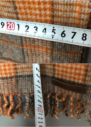 Шерстяной шарф фирменный в клетку коричневый с оранжевым итальянский marlboro classics cuccinelli4 фото