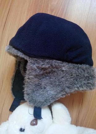 Моднячая стёганая шапуля - ушанка, брендовая рост 98 см.4 фото