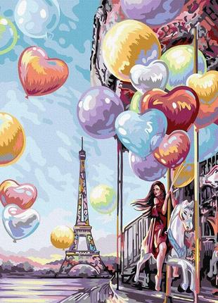 Картина за номерами дівчина з повітряними кулями