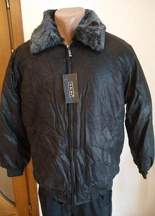 Дубленка,  куртка мужская зимняя из экокожи sidan
