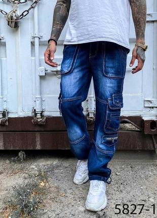 Джинсы мужские коттоновые с накладными карманами "карго" vigoocc, турция3 фото