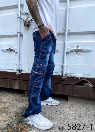 Джинсы мужские коттоновые с накладными карманами "карго" vigoocc, турция2 фото