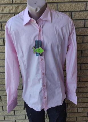 Рубашка мужская  коттоновая высокого качества, застежка рукавов под запонки afish, турция