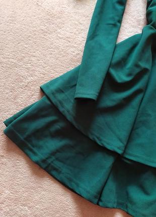Щільне смарагдове ошатне плаття з пишною спідницею двошарової4 фото