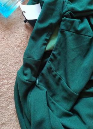 Щільне смарагдове ошатне плаття з пишною спідницею двошарової7 фото