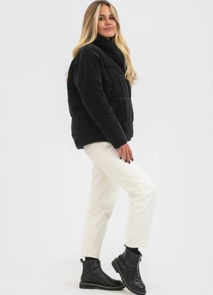 Жіноча демісезонна куртка з оксамиту, демісезонна куртка оксамит чорна kataleya4 фото