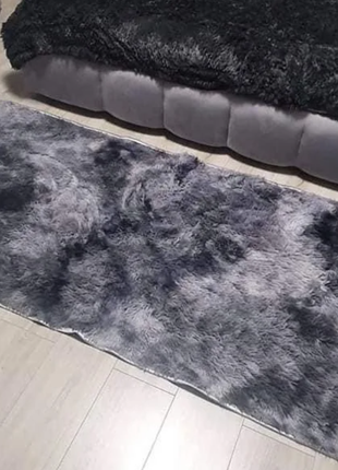 Хутровий ворсистий килимок травичка 90*200 / коричневий приліжковий килимок з довгим ворсом