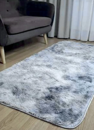 Хутровий ворсистий килимок травичка 90*200 / коричневий приліжковий килимок з довгим ворсом