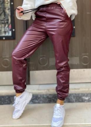 Джоггеры кожаные зима