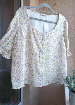 Коасивая летняя блуза в мелкий цветочный принт 100% вискоза5 фото