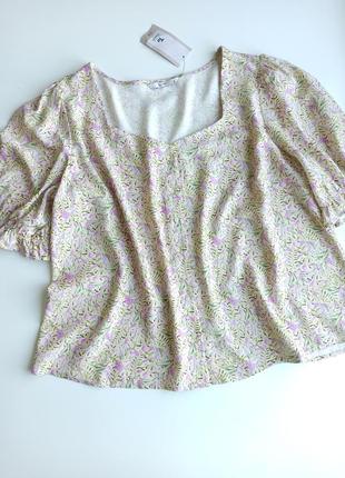 Коасивая летняя блуза в мелкий цветочный принт 100% вискоза2 фото