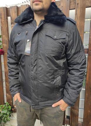 Куртка мужская зимняя полномерная, без капюшона, с отстегивающимся меховым воротником chao