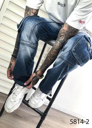 Джинсы мужские коттоновые с накладными карманами "карго" vigoocc, турция3 фото
