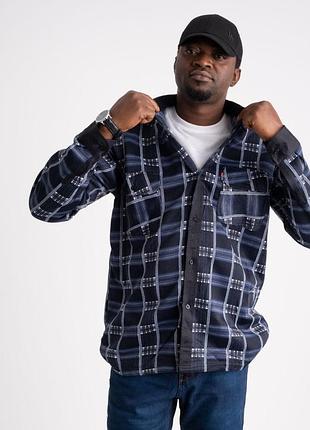 Чоловіча сорочка байкова тепла великих розмірів, щільна високої якості long