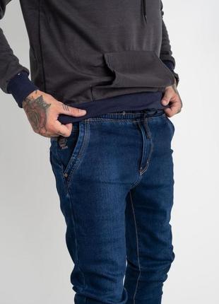 Джоггеры, джинсы с поясом  на резинке зимние утепленные, на флисе, стрейчевые  унисекс bagrbo9 фото