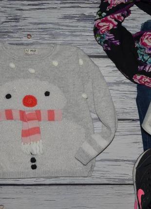 3 - 4 года 104 см обалденный стильный и эффектный свитер джемпер девочке снеговик нг next