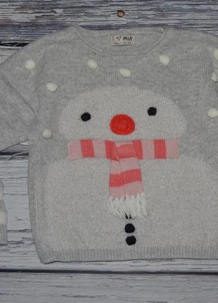 3 - 4 года 104 см обалденный стильный и эффектный свитер джемпер девочке снеговик нг next3 фото