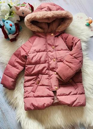 Красивая теплая куртка m&s девочке 3-4 года