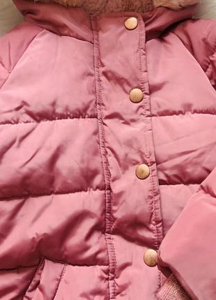 Красивая теплая куртка m&s девочке 3-4 года3 фото