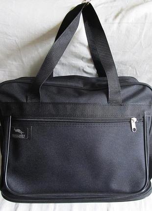 Мужская сумка через плечо дорожная с расширением черная 32х26+12х19см