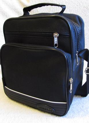 Чоловіча сумка es2660 чорна через плече містка барсетка 25х21см