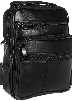 Сумка мужская кожаная барсетка черная из натуральной кожи es8655