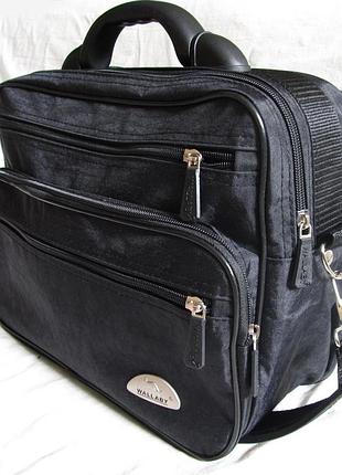 Мужская сумка полукаркасная папка на плечо портфель а4 черная жатка 35х26х17см