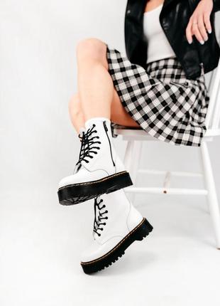 Сапоги белые, мартинсы dr.martens jadon white/black - термо