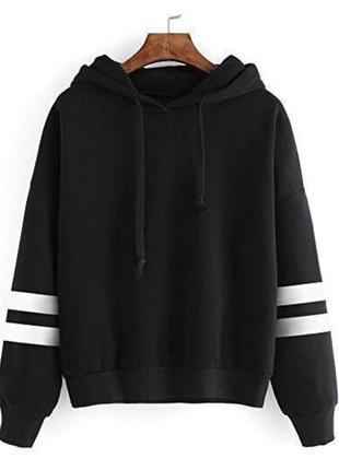 Стильная женская толстовка худи с длинным рукавом "sportstyle" в черном цвете